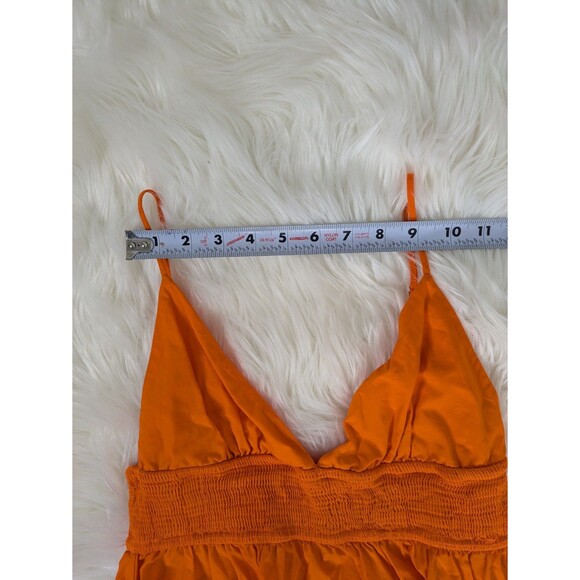 Zara Womens Orange Dress Long Sweatheart Neck Cotton Sleeveless Beach Size M - Picture 10 of 13